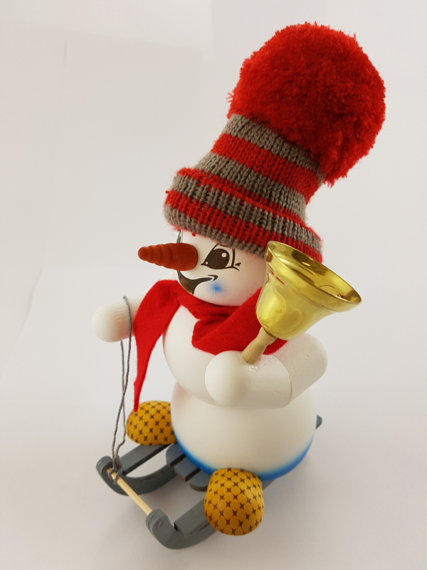 Schneemann Sigi mittel Schlittenflitzer als Räuchermann